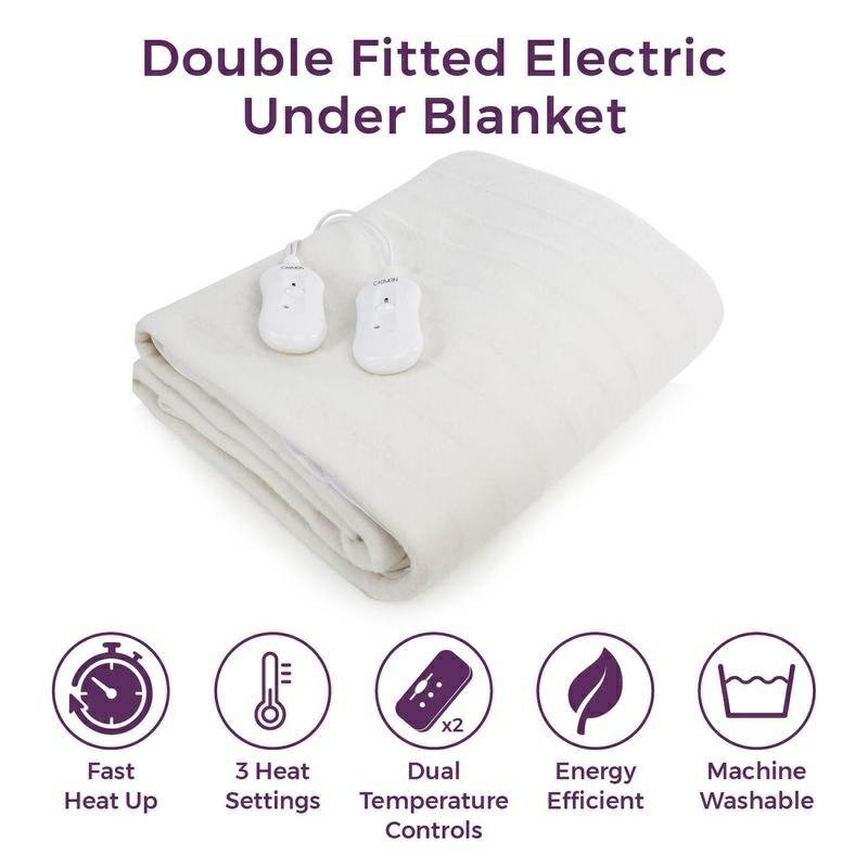 Carmen Double Fitted Dual Control Heated Electric Under Blanket 193 x