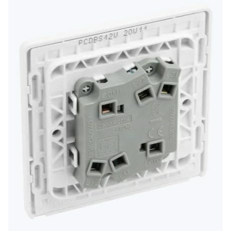 Brushed Steel 2 Gang 2 Way Switch | Holbury Hardware Stores