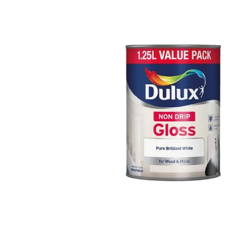 1.25Lt Pure Brilliant White Non Drip Gloss Dulux Holbury Hardware Stores