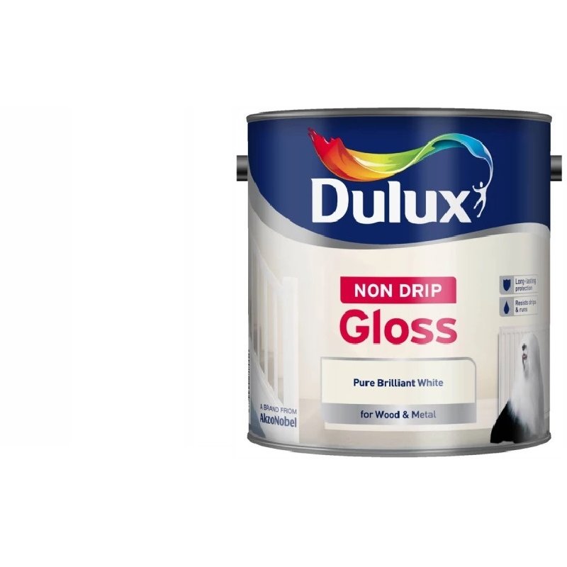 2.5Lt Pure Brilliant White Non Drip Gloss Dulux Holbury Hardware Stores