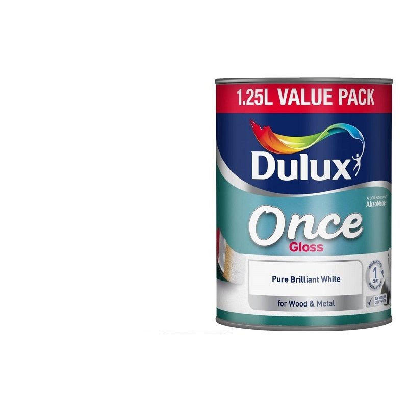Dulux 1.25L Pure Brilliant White Once Gloss Holbury Hardware Stores