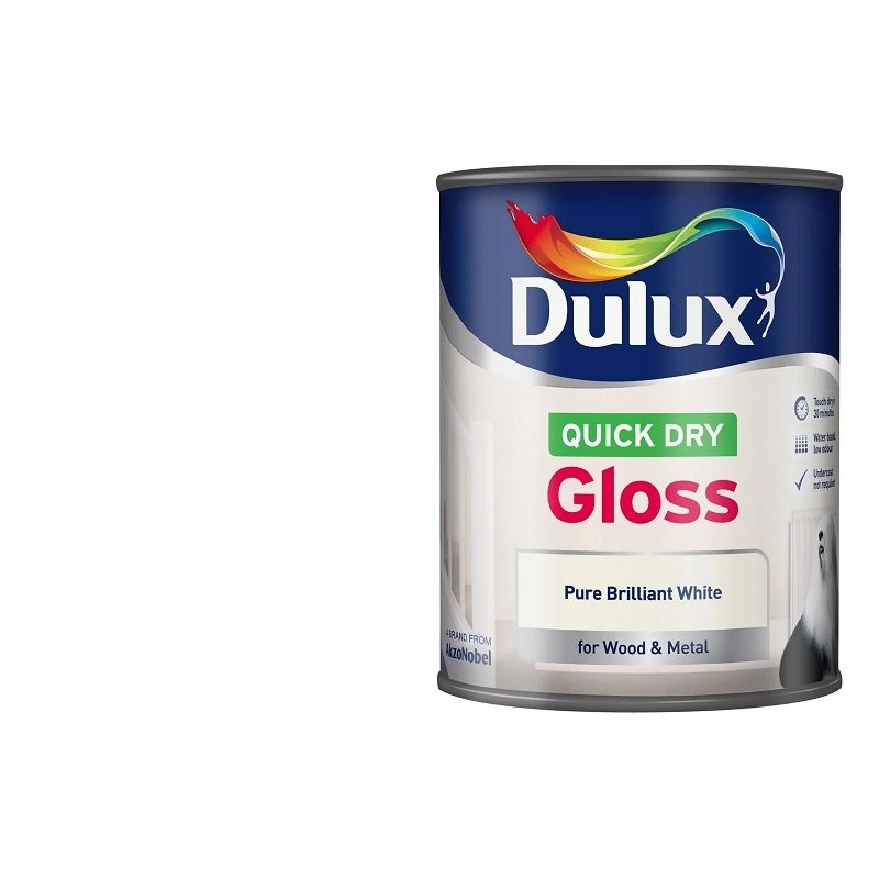 Dulux 750Ml Pure Brilliant White Quick Drying Gloss Holbury Hardware