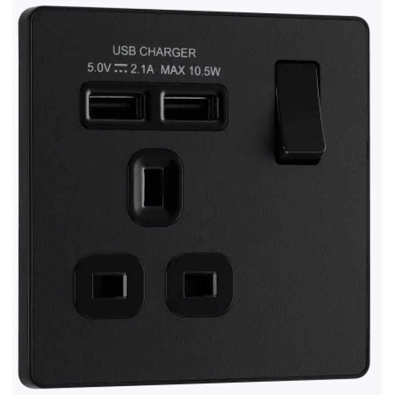 Matt Black 1 Gang USB Socket Holbury Hardware Stores