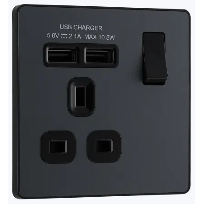 Matt Grey 1 Gang USB Socket Holbury Hardware Stores