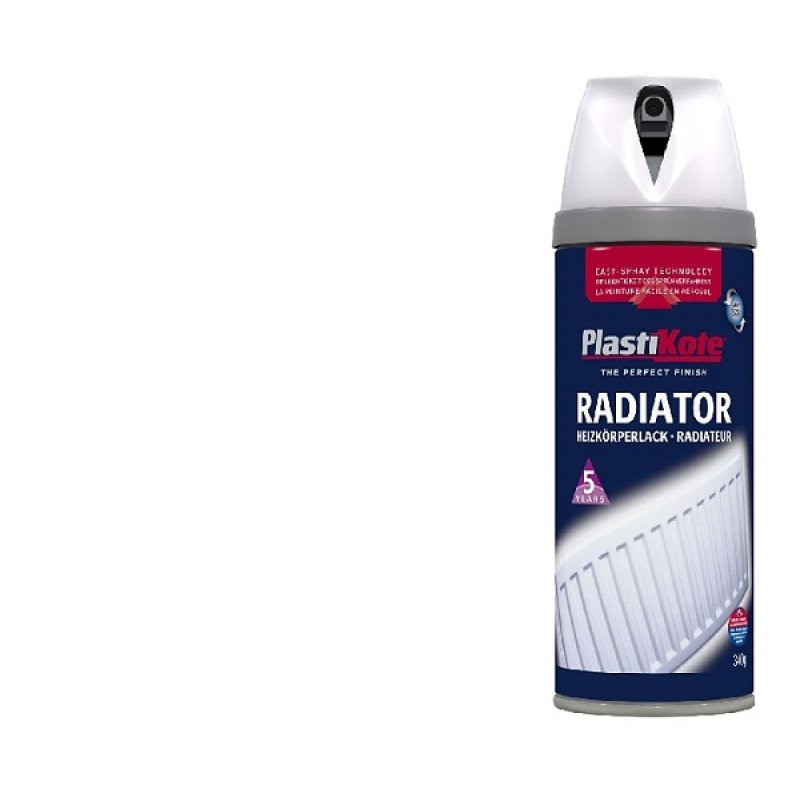 Plastikote Radiator Paint Satin White 400Ml Holbury Hardware Stores
