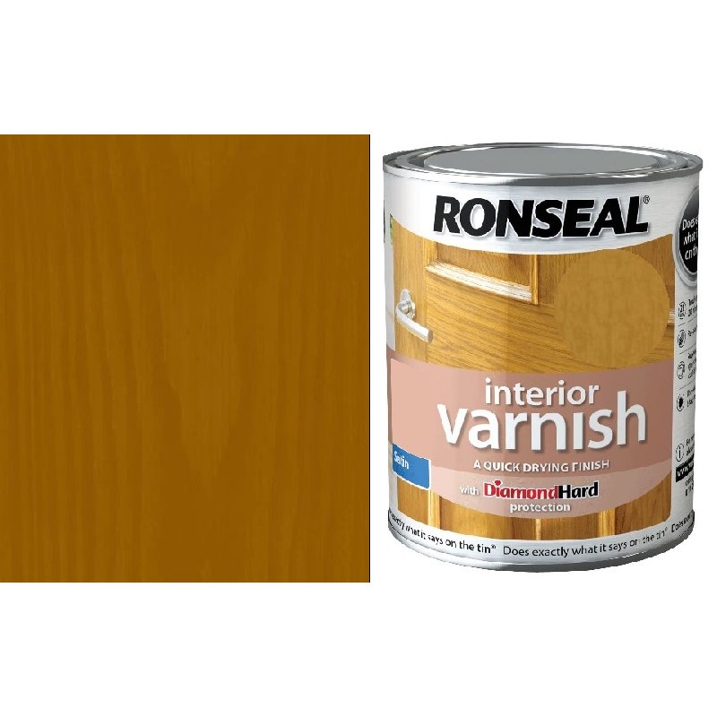 Ronseal Medium Oak Interior Satin Varnish 250Ml Holbury Hardware Stores