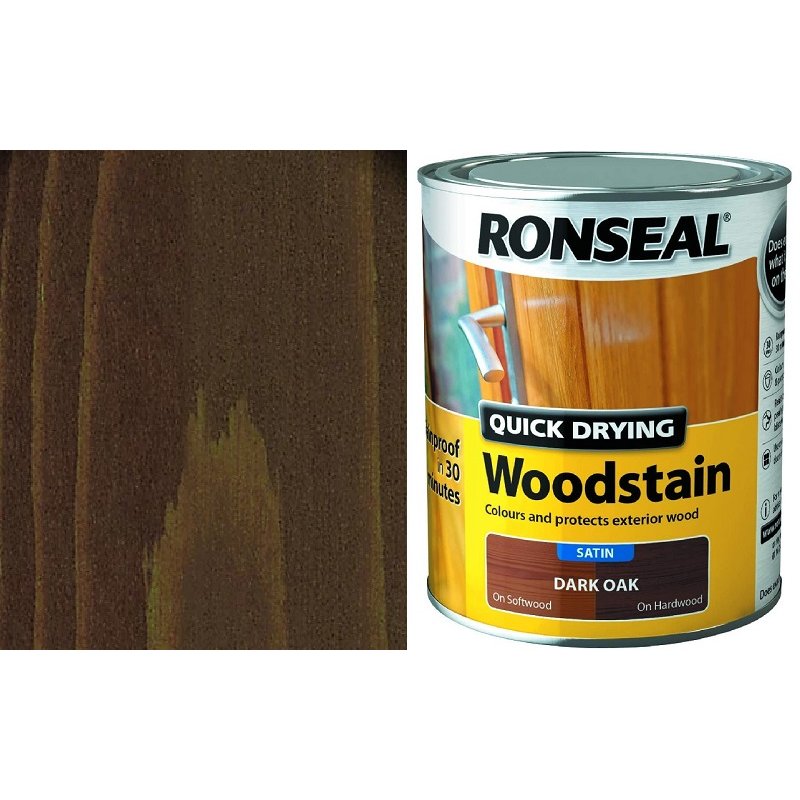 Ronseal Quick Drying Wood Stain Dark Oak 250Ml Satin Holbury Hardware Stores