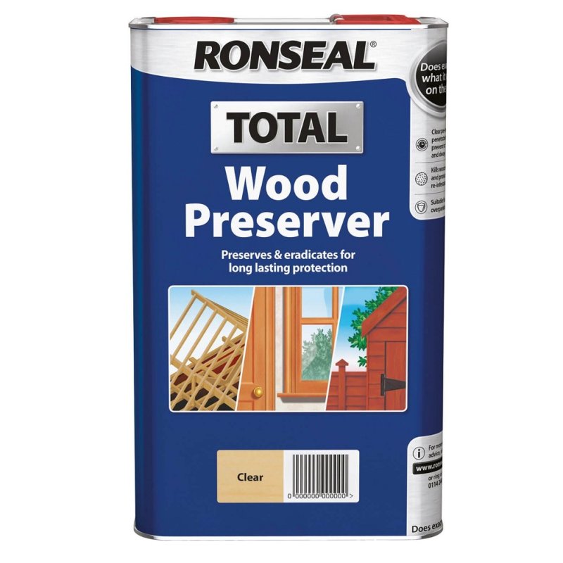 Ronseal 5 Litre Total Wood Preserver Clear Holbury Hardware Stores