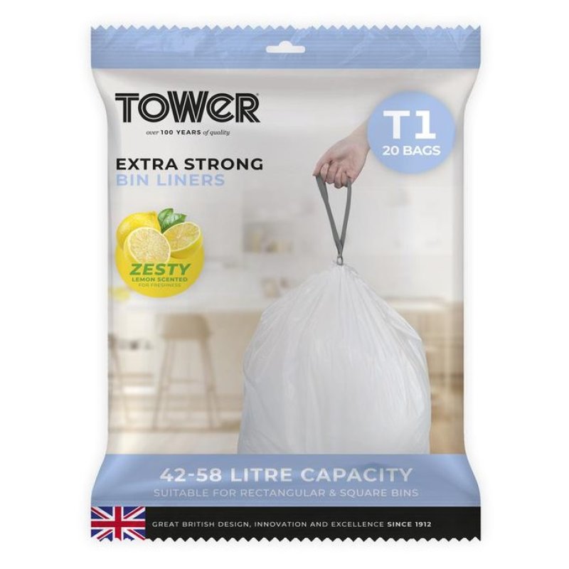 4258L Lemon Scented Bin Liners 20 Pack Holbury Hardware Stores