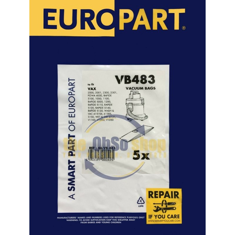 Vax Vacuum Cleaner Bags Vb483 Holbury Hardware Stores